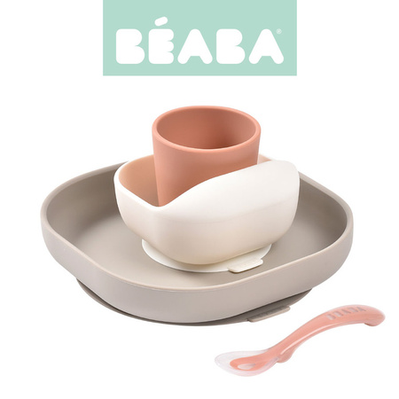 Beaba Komplet naczyń z silikonu z przyssawką Terracotta (stary indeks: 913591)