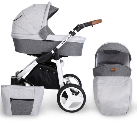 Kunert Rotax Wózek Głęboko-Spacerowy Szary Biała Rama Koła Żelowe