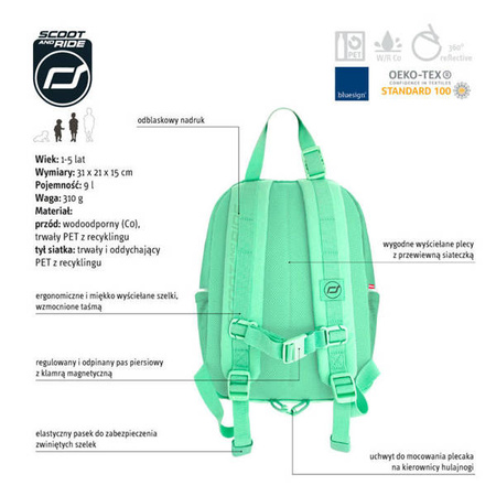 Scootandride Plecak Na Hulajnogę Dla Dzieci 9l 1-5 Lat Kiwi