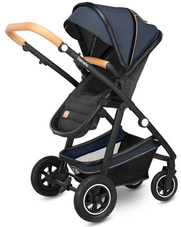 Lionelo Amber Wózek Głęboko-Spacerowy + Lionelo Astrid Fotelik Samochodowy 0-13 kg Zestaw 3w1 Blue Navy