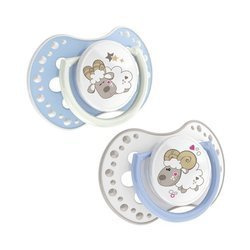 Lovi Dynamiczny Smoczek Uspokajający Silikonowy 0-3m 22/809boy_L Night&Day boy_Lamb 2szt.