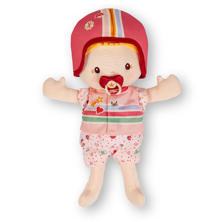 Lilliputiens Lalka dzidziuś w foteliku rowerowym z komforterem i kaskiem Lena 18 m+