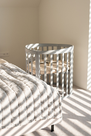 [OUTLET] Waldin Łóżeczko Dziecięce Owalne 7w1 z Materacem Szare