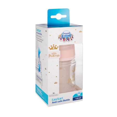 Canpol Babies PP Easy Start Royal Baby Butelka Szeroka Antykolkowa 120ml PP 35/233 Różowy