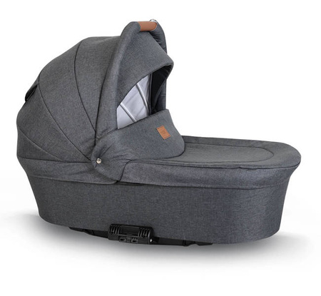 Kunert Rotax Wózek Głęboko-Spacerowy Szary Len + Pomarańcz Czarna Rama Koła Żelowe