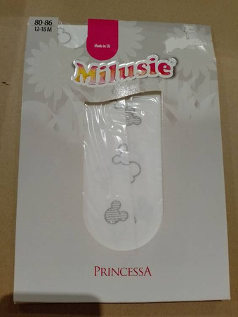 Milusie Rajstopy Białe Brokatowa Myszka Miki 80-86