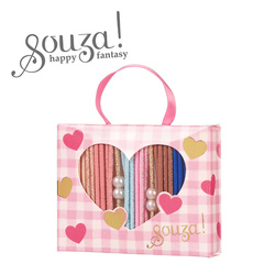 Souza! Gumki do włosów z perełkami w różowym pudełeczku Lente 24 szt.