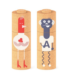 Elou Ekologiczne Klocki Korkowe - Układanka Piramida kogut/małpa 18m+