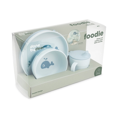 Done by Deer Foodie Zestaw Obiadowy z Przyssawką Wally Blue
