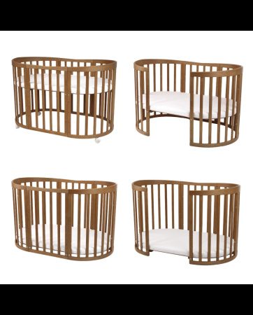 [OUTLET] Waldin Łóżeczko Dziecięce Owalne 7w1 z Materacem Vintage