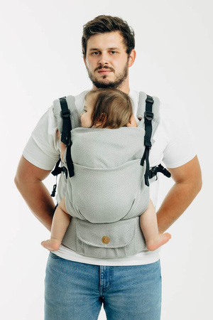 LennyLamb Moje Pierwsze Nosidełko LennyUpGrade PRO, Splot Jodełkowy, 100% Bawełna , Rozmiar Standard - Mała Jodełka Szara