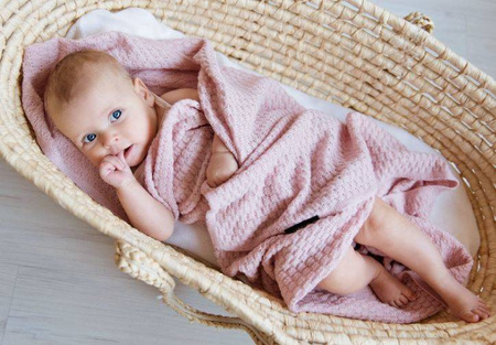 Lullalove Kocyk/Otulacz Merino PREMIUM Pudrowy Róż