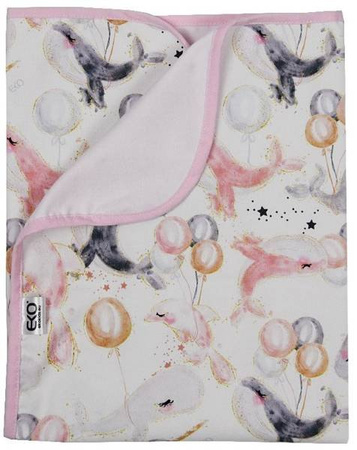 Kocyk Bawełniany PLE-16  PLE-16 Wieloryb/Róż