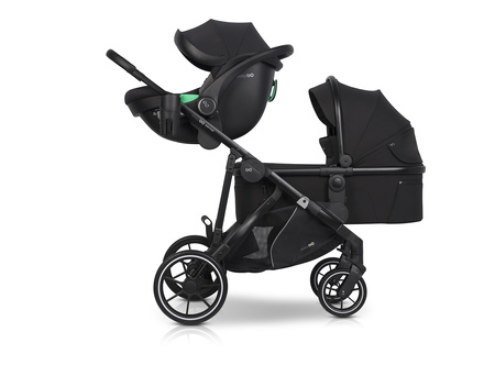 Easy Go Duoflex Wózek Głęboko-Spacerowy Bliźniaczy Rok po Roku Ebony Black 2 Siedziska 2 Gondole