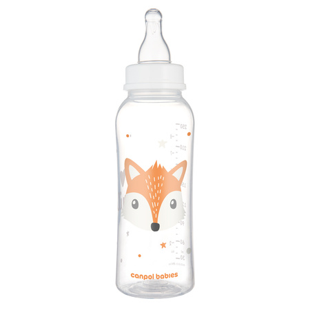 Canpol babies Butelka standardowa 250 ml CUTE ANIMALS pomarańczowa
