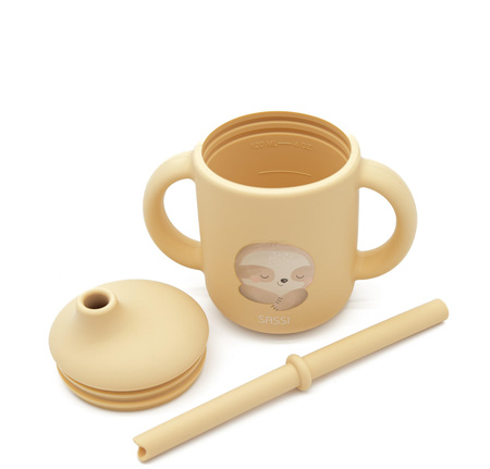 Sassi Kubek silikonowy z rurką dla dzieci Leniwiec  