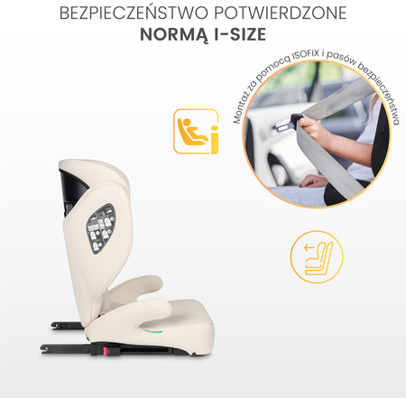Caretero Breezy Fix - fotelik samochodowy 100-150 cm 2w1 z funkcją boostera | Beige