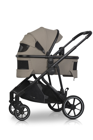 Easy Go Duoflex Wózek Głęboko-Spacerowy Bliźniaczy Rok po Roku Savana Beige 2 Siedziska 1 Gondola