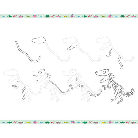 Janod Zestaw kreatywny Rysowanie krok po kroku Dinozaury 20 rysunków 7+