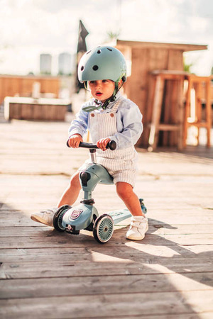 Scootandride Highwaykick 1 Jeździk i Hulajnoga 2w1 1-5 Lat + Scootandride Kask Dla Dzieci S-M Steel