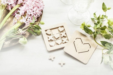 Drewniana Zabawka Kółko Krzyzyk Miłość Naturalny Babai XO-LOVE