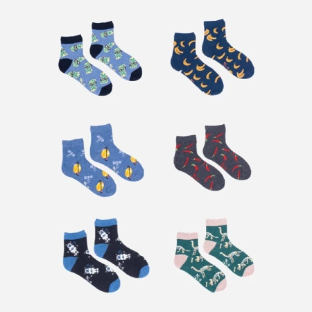 Yoclub! Skarpety Wzorzyste Krótkie Chłopięce 39-42 6Pak