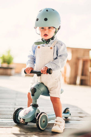 Scootandride Highwaykick 1 Jeździk i Hulajnoga 2w1 1-5 Lat + Scootandride Kask Dla Dzieci S-M Steel