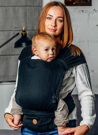 LennyLamb Nosidełko LennyHybrid Half Buckle 100% bawełna Standard Mała Jodełka Czarny Heban