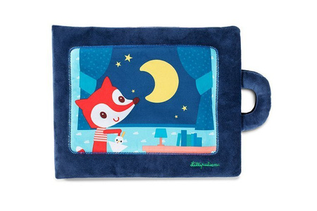 LILLIPUTIENS Miękka książeczka aktywizująca z mini-przytulanką „Dobranoc, mały lisku” 18 m+