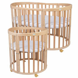 [OUTLET] Waldin Łóżeczko Dziecięce Owalne 7w1 z Materacem Natural