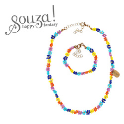 Souza! Zestaw naszyjnik i bransoletka kwiatki z koralików niebieski Millie