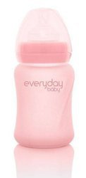 Everyday Baby, Szklana butelka ze smoczkiem S, 150 ml Różowy