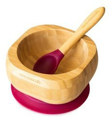 Ecorascals Miseczka Bambusowa z Przyssawką i Łyżeczką Czerwona