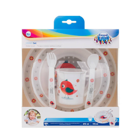 Canpol Babies Cute Animals Plastikowy zestaw stołowy - 4/401_red Red