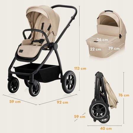 Lionelo Meril Wózek Głęboko-Spacerowy 3w1 Beige Sand 