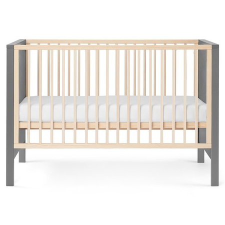 Kinderkraft Mia 2w1 - Łóżeczko dziecięce + Materac + Prześcieradło Grey