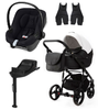 Adamex Lanti Wózek Głęboko-Spacerowy SD1 100% Skóra + Cybex Aton B2 i-Size Fotelik 0-13kg + Baza + Adaptery