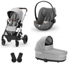 Cybex Balios S Lux Wózek Głęboko-Spacerowy + Cloud G I-Size Fotelik Samochodowy 0-13kg + Osłony Przeciwdeszczowe + Adaptery Lava Grey