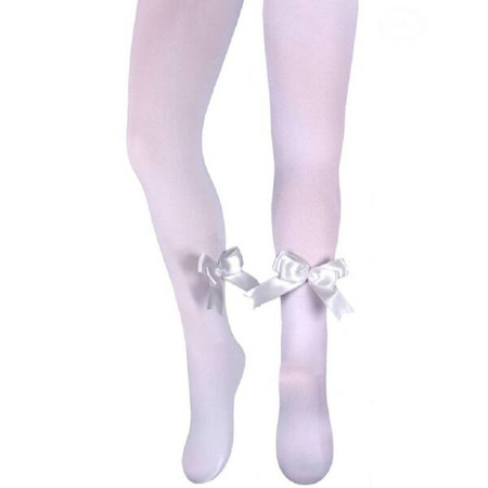 Milusie Rajstopy Kokardki Białe Rozmiar 104/110