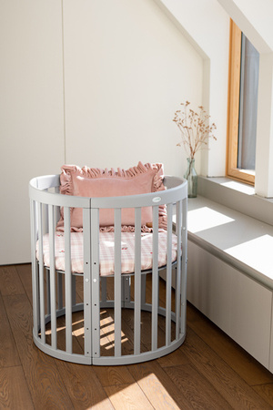 Waldin Łóżeczko Dziecięce Owalne 7w1 z Materacem Szare