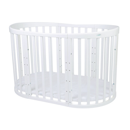 [OUTLET] Waldin Łóżeczko Dziecięce Owalne 7w1 z Materacem Białe