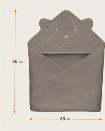 Lionelo Ręcznik kąpielowy z kapturkiem Muslin Hooded Towel Beige Cappuccino