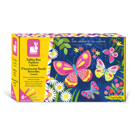 USZKODZONE OPAKOWANIE Janod Zestaw kreatywny Fluorescencyjny piasek Motyle 6+
