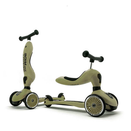 Scootandride Highwaykick 1 Jeździk i Hulajnoga 2w1 1-5 lat + Kask XXS-S dla Dzieci 1-5 Lat Olive