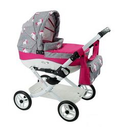 Adbor Lily Wózek dla Lalek Szary Jednorożce Lc-24