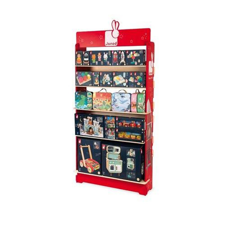 Janod POS marketing - Regał drewniany czerwony 1086 x 357 x 2098 mm cz.2/2