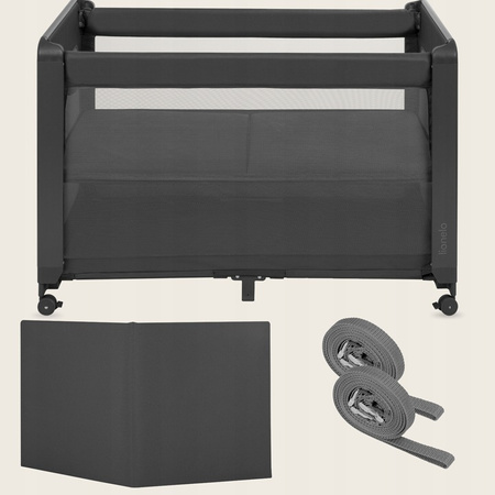 Lionelo Patty Łóżeczko turystyczne dwupoziomowe 5w1 dostawne wolnostojące Grey Graphite