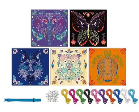 Janod String Art Zestaw Kreatywny Przeplatanka 3D Zwierzęta 8+