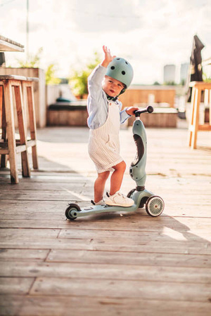 Scootandride Highwaykick 1 Jeździk i Hulajnoga 2w1 1-5 Lat + Scootandride Kask Dla Dzieci S-M Steel