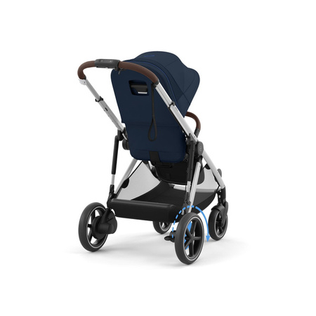 Cybex E-Gazelle S Wspomagany Wózek Spacerowy Rama Srebrna Ocean Blue + Fotelik Cybex Cloud G I - Size Fotelik + Baza G + Adaptery